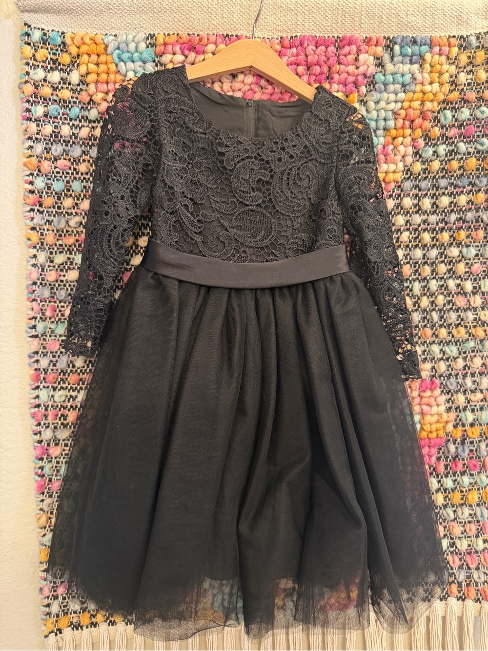 Girls Black Lace & Tulle Party Dress
